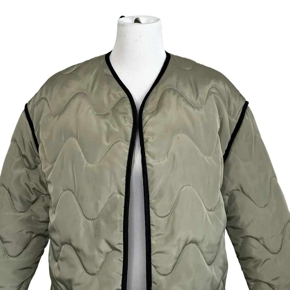 Princess Polly Womens Haven Quilted Jacket Sz 2 Green Open Front